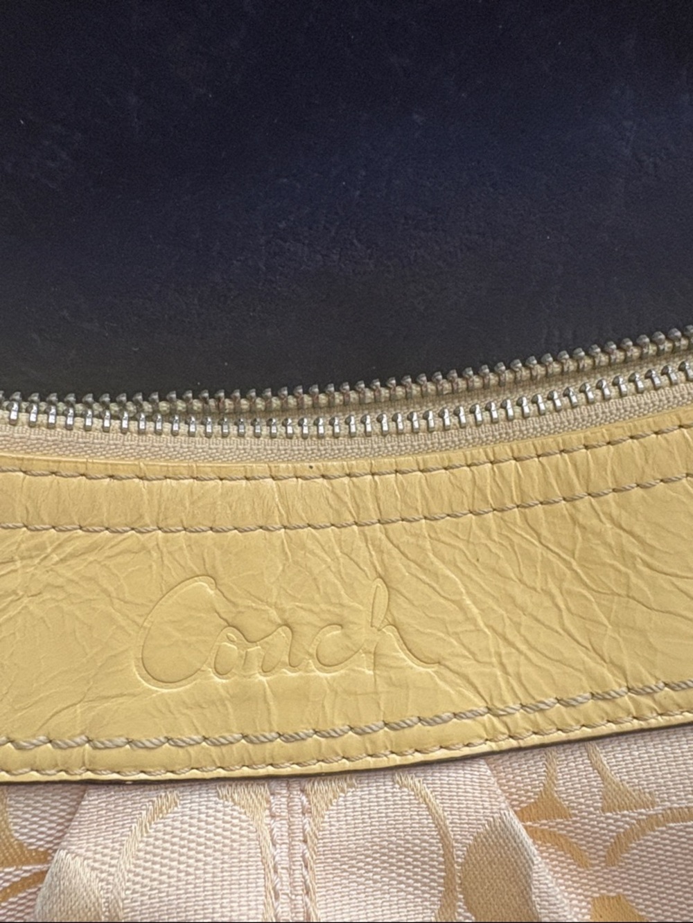 Vintage Y2K Coach Lemon Yellow Jacquard Patent Shoulder Hobo Bag - Picture 2 of 12